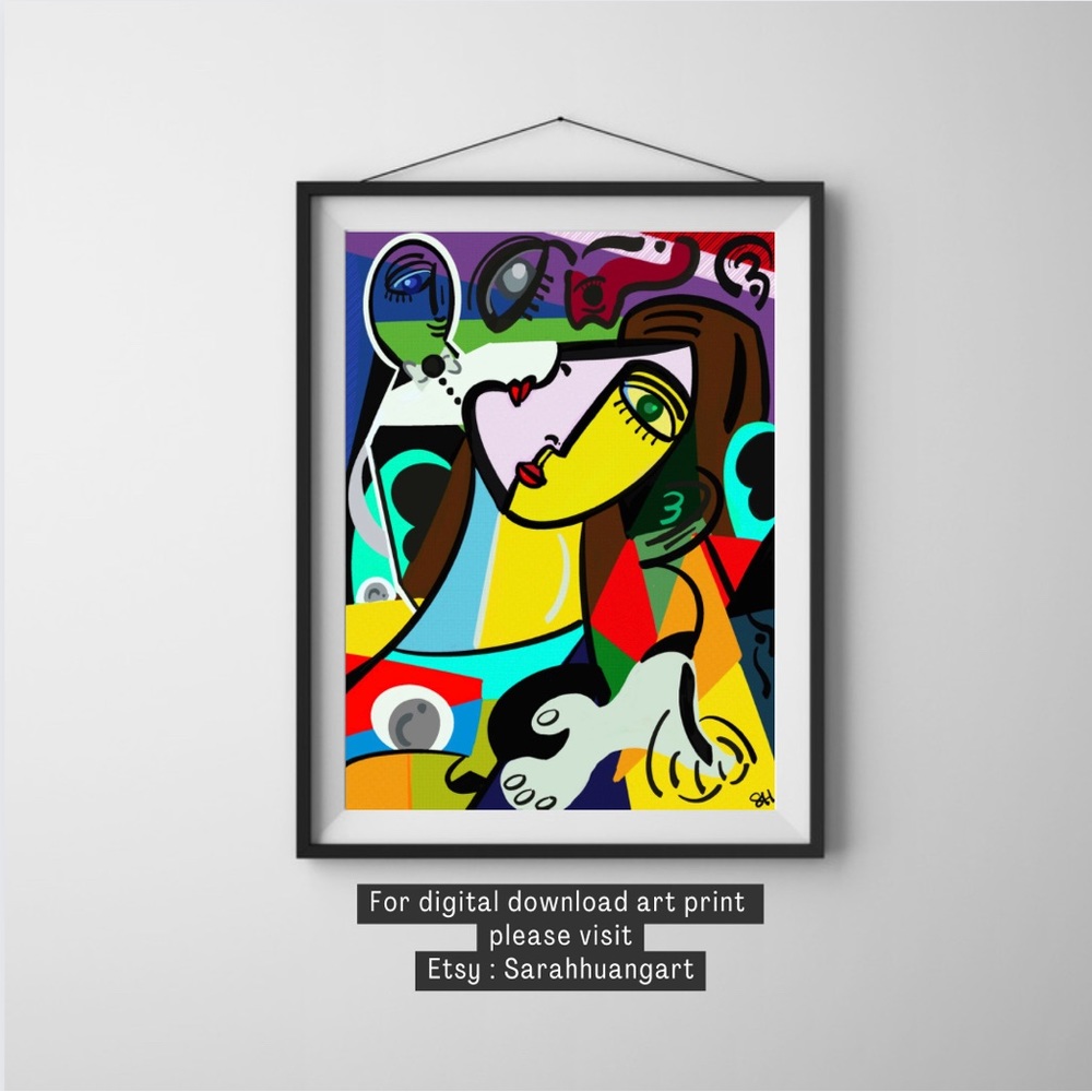 Original Art Print Cubism Style - Picture 4 of 5